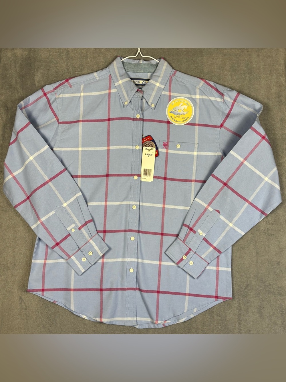Wrangler 20X Womens L NWT Western Plaid Button Long Sleeve Shirt Blue Y2K - Picture 1 of 10